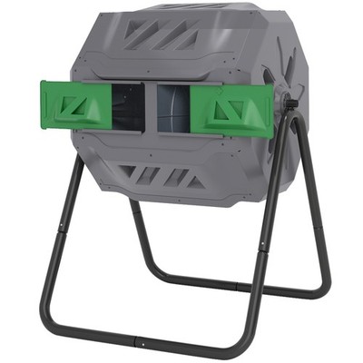 Tumbling Compost Bin Outdoor 360°, Light Gray