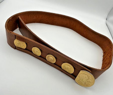 Rare Vintage Cowhide Brown Leather Roman Italian Coins Belt S/M