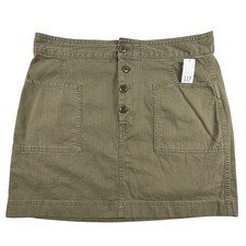 Gap Womens Olive Green Button Front Utility Mini Skirt Size 12 NWT High Waisted