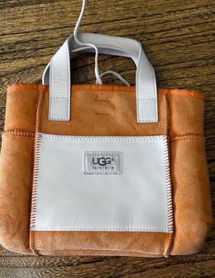 UGG Australia Mini Grab Light Tan Suede Shearling Tote Hand Bag, EUC