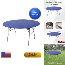 Kwik-Covers 72" Round Fitted Plastic Table Covers Bundle 5 Royal Blue