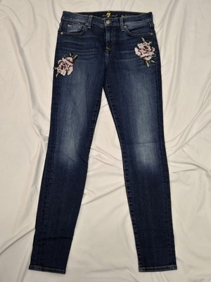 7 For All Mankind Rose Floral Patchwork The Skinny Jeans Women's Size 28 28Wx30L