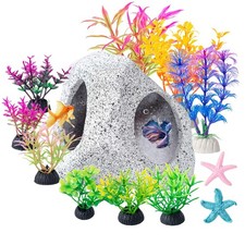 COMSUN 12 PCS Aquarium Decoration Cave Set, Ceramic Fish Tank Hideaway Rock A...