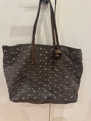JIMMY CHOO Beuteltasche Schultertasche dunkelgrau sternförmige Nieten Wildled...