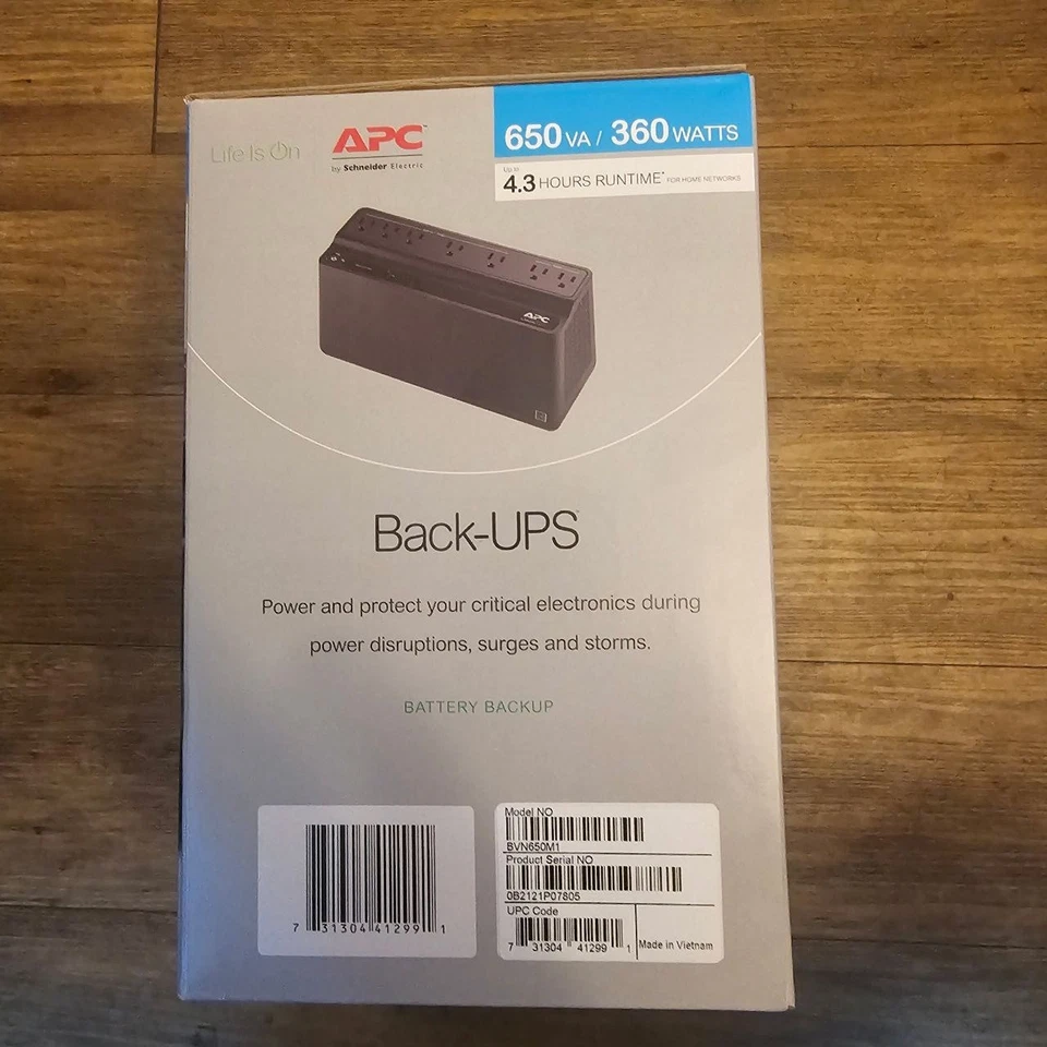 APC BVN650M1 Back-UPS 650VA Battery Backup System 7 Outlets 650VA 490 J BVN650M1 - Image 3 of 4