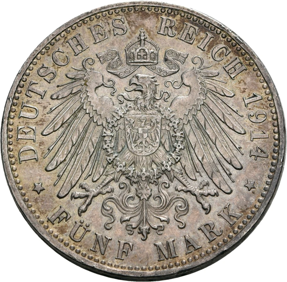 Bayern, Ludwig III., 5 Mark 1914 D, München - Bild 2 von 2