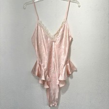 Vintage Pink Satin Fairycore Teddy Bodysuit Small Balletcore Renaissance Dainty