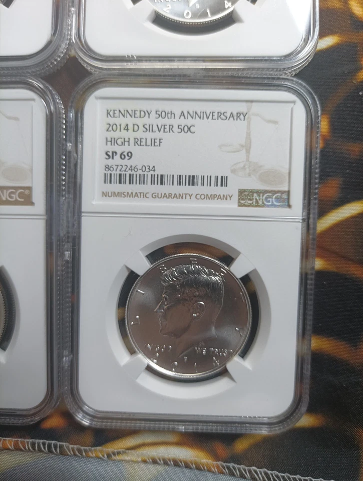 2014 Kennedy Silver 50C 4 Coin Set 50 Anniversary NGC SP69 PF69 RP69 SP69 Enhanc - Image 4 of 4