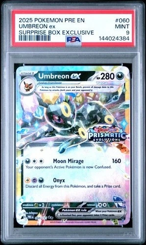 Pokemon Prismatic Evolutions Umbreon ex 060/131 Surprise Box Stamped PSA 9 384