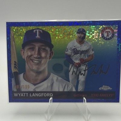 2025 Topps Chrome Wyatt Langford Rookie Auto Hard Signed /199 Texas Rangers #142