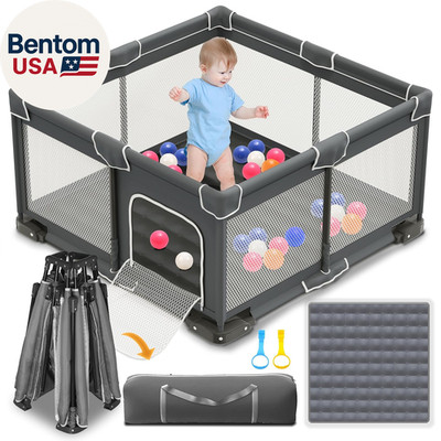 Foldable Playpen for Babies and Toddlers, 50X50 Inches Portable Playpen, Kids Co