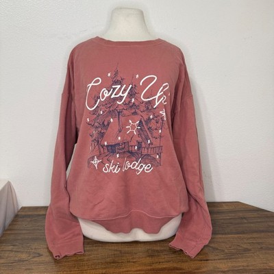 ComfortWash Cozy Up Ski Lodge Crewneck Sweatshirt Size Large