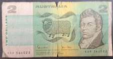 (1982-84) Australia 2 Dollars P43d, signatures Johnston-Stone, KAP564022.