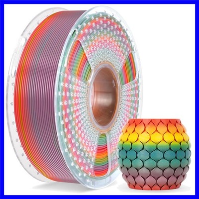 3D Printer Filament, Rainbow PLA Filament 1.75mm, Multicolor Gradient 3D Fila...