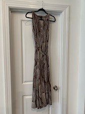 Vintage Talbots Midi Dress Brown Ivory Leaf Pattern Womens Small Knit. NWOT
