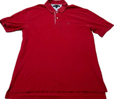 Tommy Hilfiger Mens XL Red Regular Fit Stretch Cotton Short Sleeve Polo Shirt