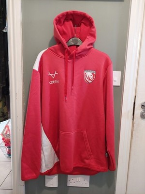 Gloucester Rugby Club roter Hoodie Herren Größe Large Fleece gefüttert rot Oberteil Training 