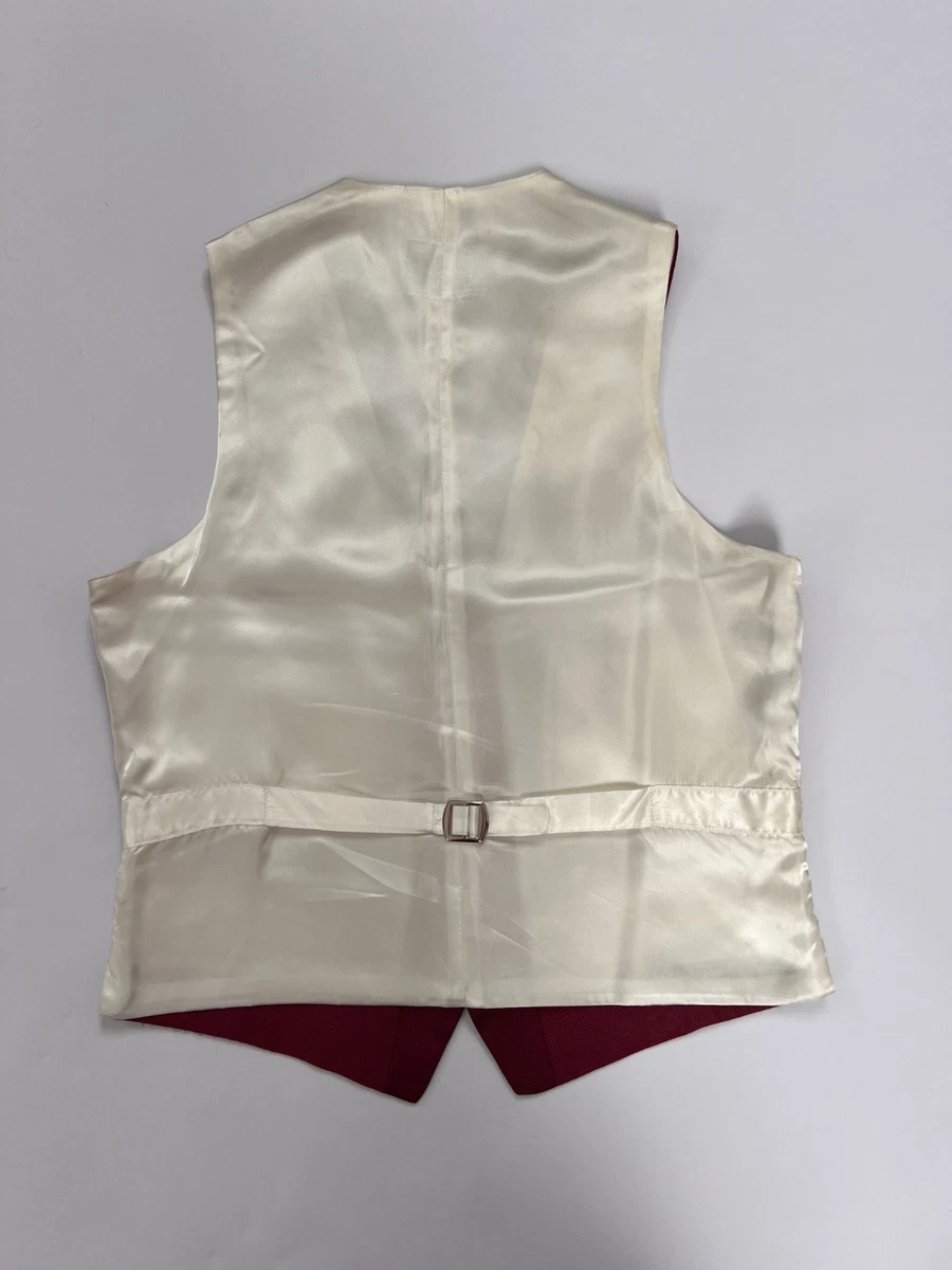 Hackett Waistcoat 100% Silk Herringbone Pattern Magenta Morning Suit Size 38”
