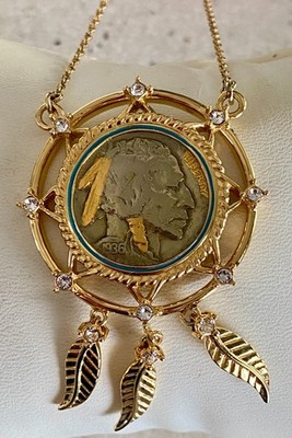 BGE Bradford Exchange 925 Dream Catcher Pendant Indian Head Buffalo Nickel 