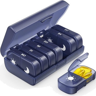 Tablettenbox 7 Tage Morgens Abends Pillendose 2 Fächer handlich feuchtigkeits...