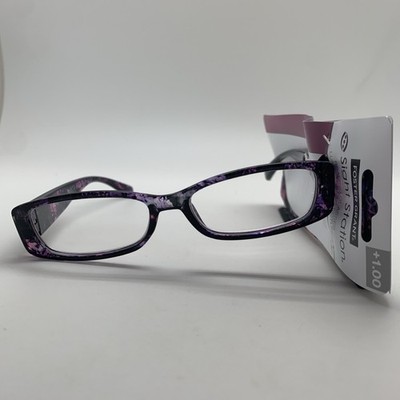 Foster Grant Sight Station 26 409 PRP FLR +1.00 Reading Glasses READERS