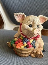 Banque à cochons Homco 1987 - Panier de produits - 6"