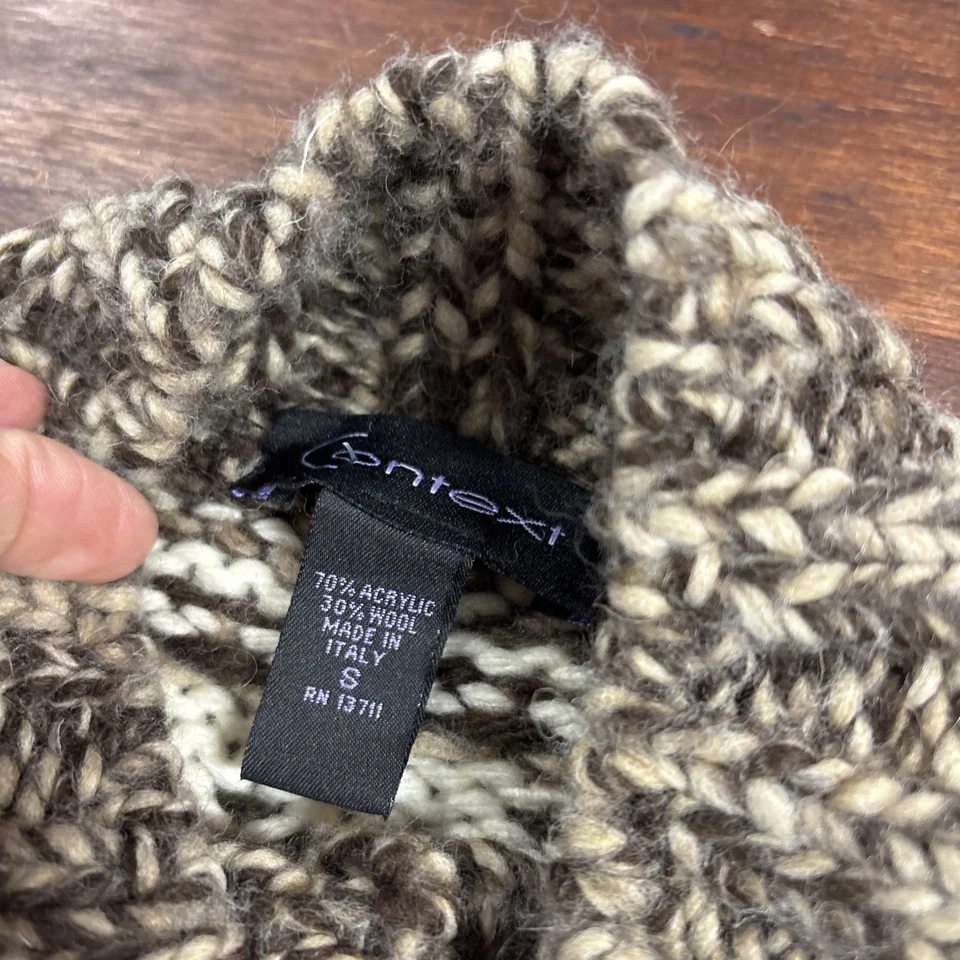 Cardigã Feminino Chunky Wool Blnd Chocolate Brown Fair Isle Pequeno Academia Asteca - Imagem 4 de 4