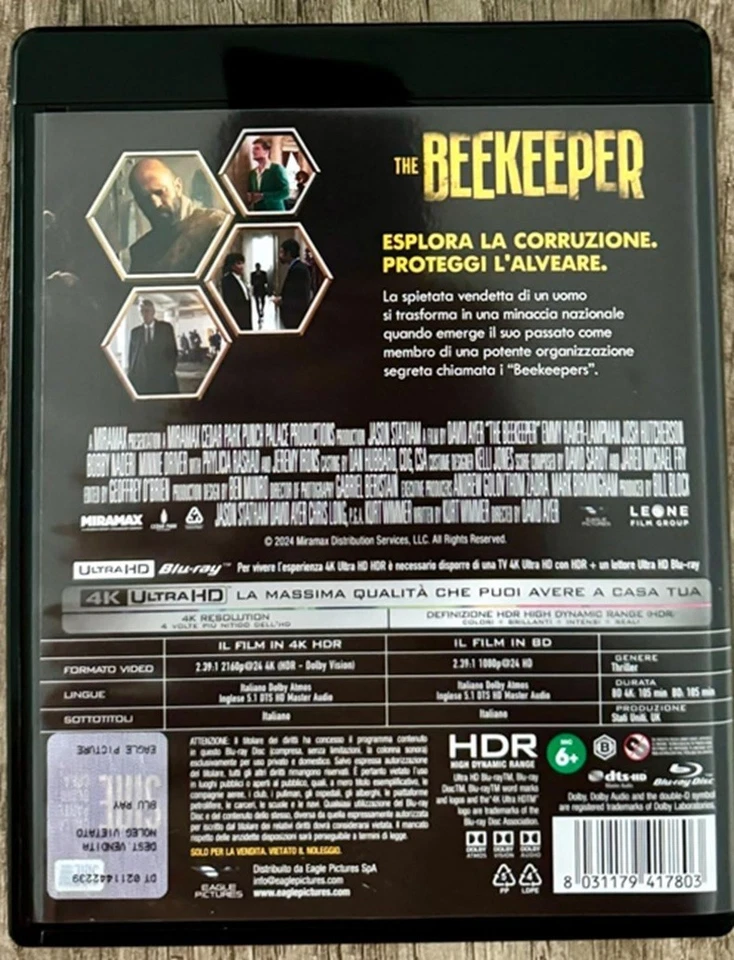 The Beekeeper (Jason Statham) 4K + Blu Ray. 2 Disc Set Italian Release - Image 2 of 2