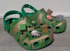 CROCS Minecraft Kids Clog w/ 3D Game Blocks Jibbitz Limited Edition Sz J4