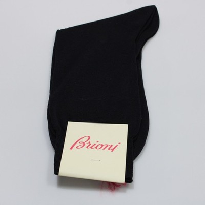 Brioni NWT Mid Calf Dress Socks Size M in Navy Blue 100% Cotton Made in Italy