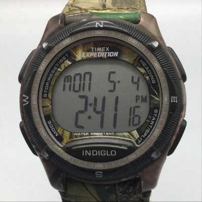 Timex Expedition Realtree Mens Watch 43mm Camo Leather Compass Indiglo Digital