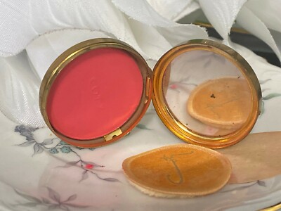 VINTAGE  COTY AIRSPUN SUB DEB  ROUGE BLUSH GOLD METAL MIRROR COMPACT MEDIUM NEW