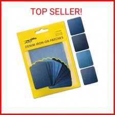 12pc Denim Iron-on Jean Patches 100 Cotton Assorted Shades of Blue, 3" x 4-1/4"