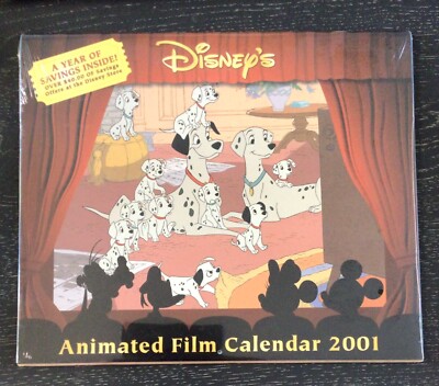 2001 Disney s 15 Month Animated Film Calendar Sealed Mulan Bambi Mickey Hercule 