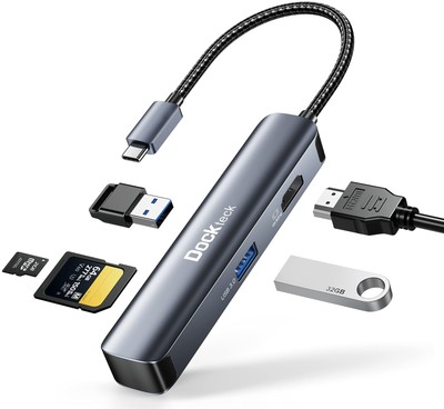 USB C Hub 4K 60Hz, USB C Adapter, Dockteck 5-in-1 USB-C Hub Multiport Adapter...