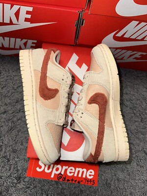 Nike Dunk Low Terry Swoosh Women's Size 7W Tan Fall Brown