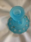 Vtg.Westmoreland frosted light blue satin Doric open lace candlestick holder — photo 2