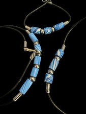 3 Piece Blue  White Kids Jewelry Set Bracelet Anklet Necklace P3