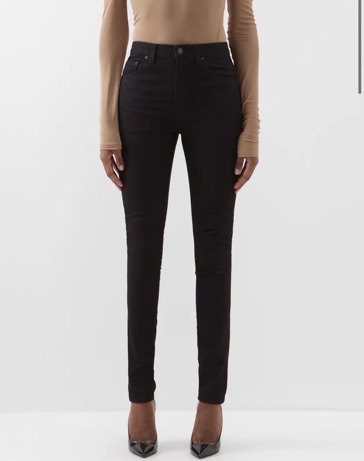 Jeans skinny neri Saint Laurent Paris grattacielo D04 con SK HW taglia 25
