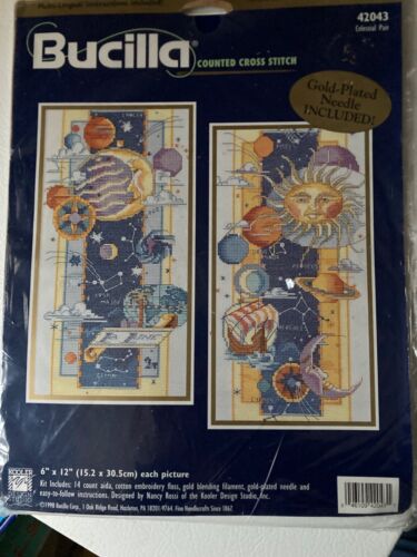 Bucilla Celestial Pair 42043 Sun Moon Cross Stitch NEW & SEALED - Picture 1 of 9