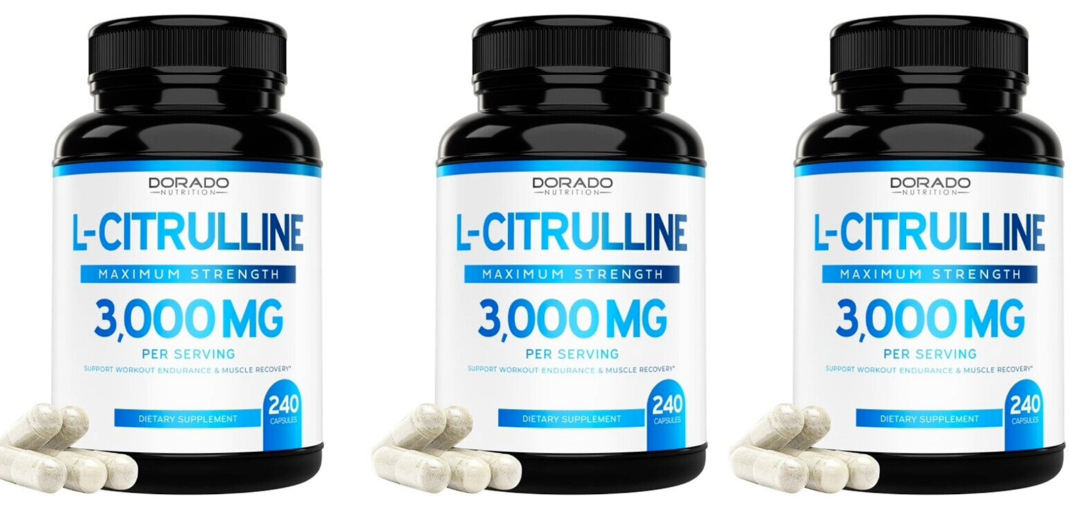 L-Цитруллин 3000 мг, 240 капсул, сертифицированный GMP и не содержащий ГМО аминокислотный комплекс