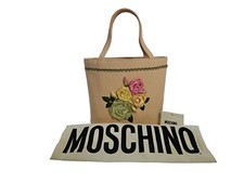 Vintage 90s Moschino Fabric Handbag W/Flower Embellishment Italy