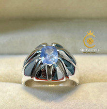 Natural Blue Sapphire Handmade Ring in Sterling Silver 925 September Birthstone