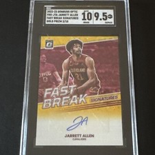 2022-23 Donruss Optic Fast Break Signatures Gold Prizm Jarrett Allen /10