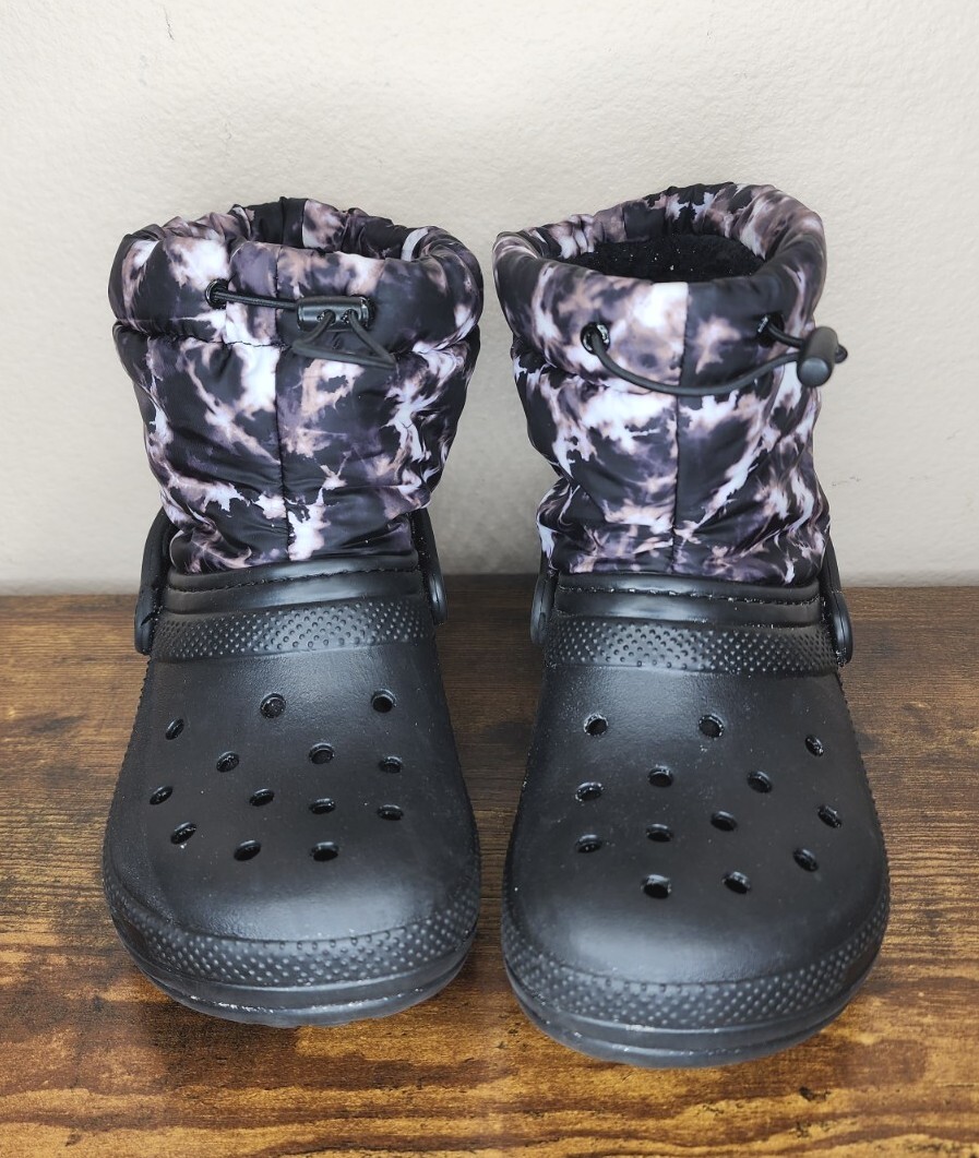 CROCS Classic Lined Neo Puff Tie Dye Winter Black Boot  display picture 1