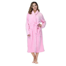 NEW Womens Robe Fleece Bathrobe Long Warm Spa Bath Robe Shower Lightweight Plus