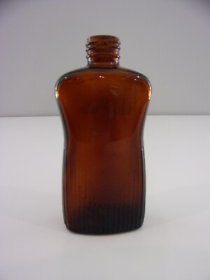 Vintage Amber Glass Lysol Bottle With Ribbed Design (Empty)