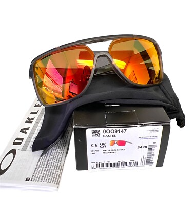 Oakley OO9147-0563 Castel Sunglasses Matte Gray Smoke Prizm Ruby Iridium