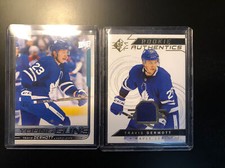 Travis Dermott 2018-19 Series1 Young Guns/SP Rookie Authentics Jersey 2 Card Lot