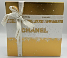 Authentic CHANEL Square Empty Gift Box Container 8.5"x8.5"x3.75" Ribbon Sleeve
